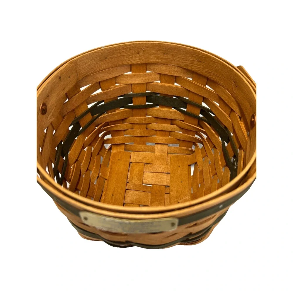 1994 Longaberger Christmas Jingle Bell Basket w/Liner & Protector Green Trim